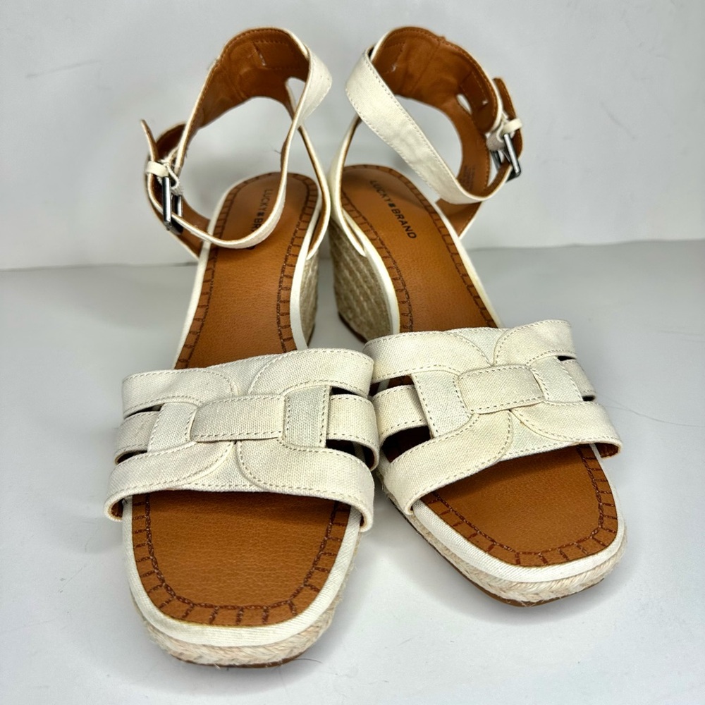 Lucky Brand Maleigh Ankle Strap Open Toe Espadrille Wedge Sandals 10M NWT